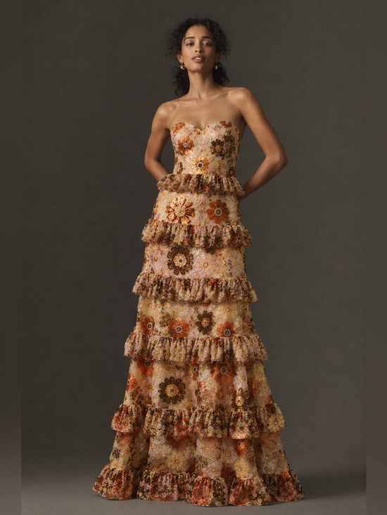 Dress the Population Dresses & Skirts - New Dress The Population Siriana Sequin Ruffle Gown Medium & Small